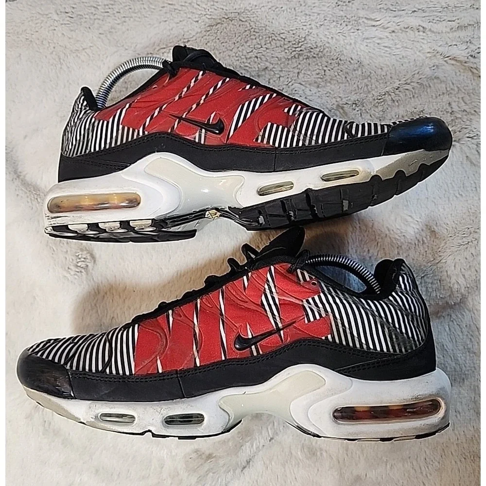 Nike Air Max Plus TN Red Black White Stripe AV7021-600 Mens Sneakers